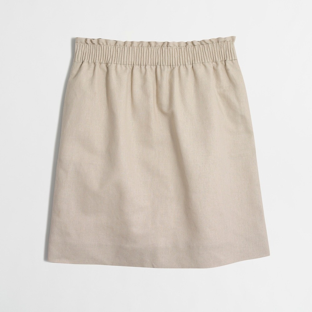 J.Crew Linen-Cotton Sidewalk High Rise A-Line Mini Skirt Flax Women's Size 00